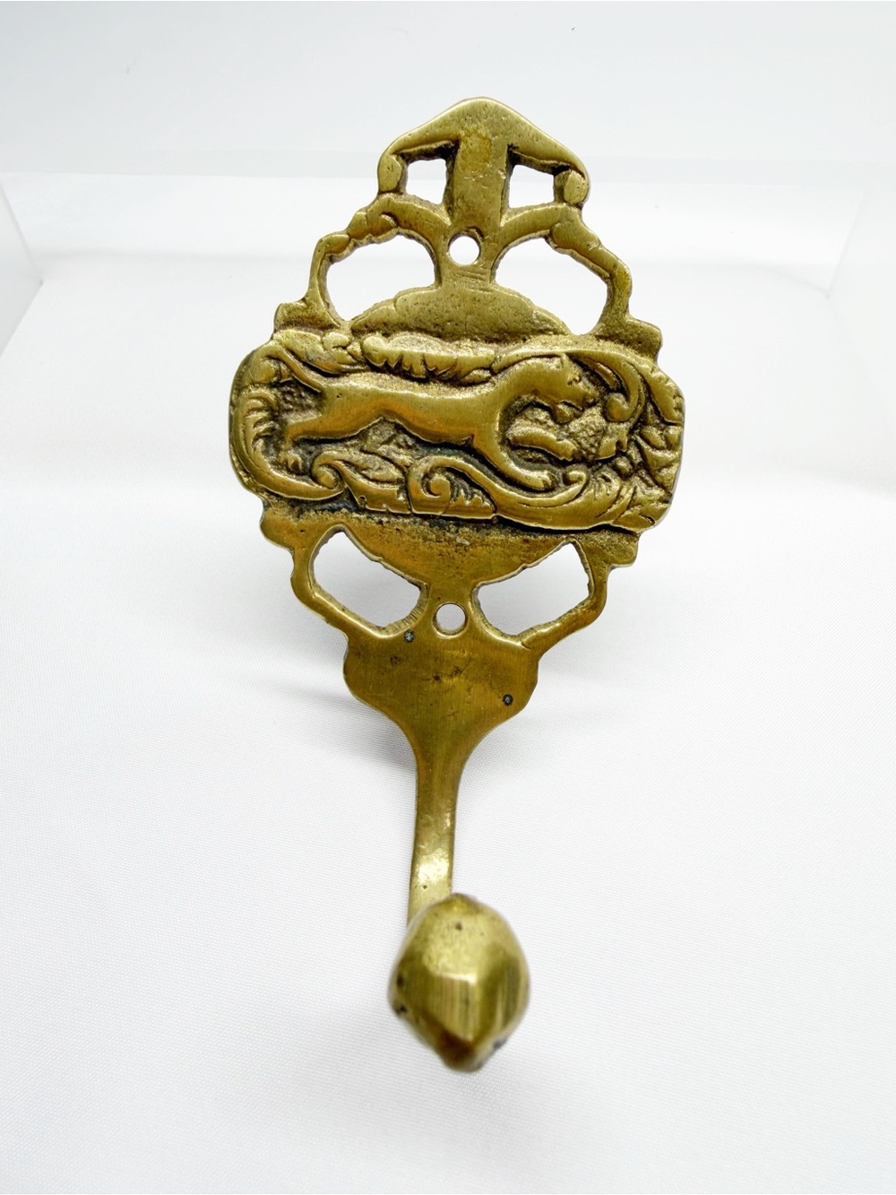Vintage Brass Lion Wild Cat Wall Coat Hook